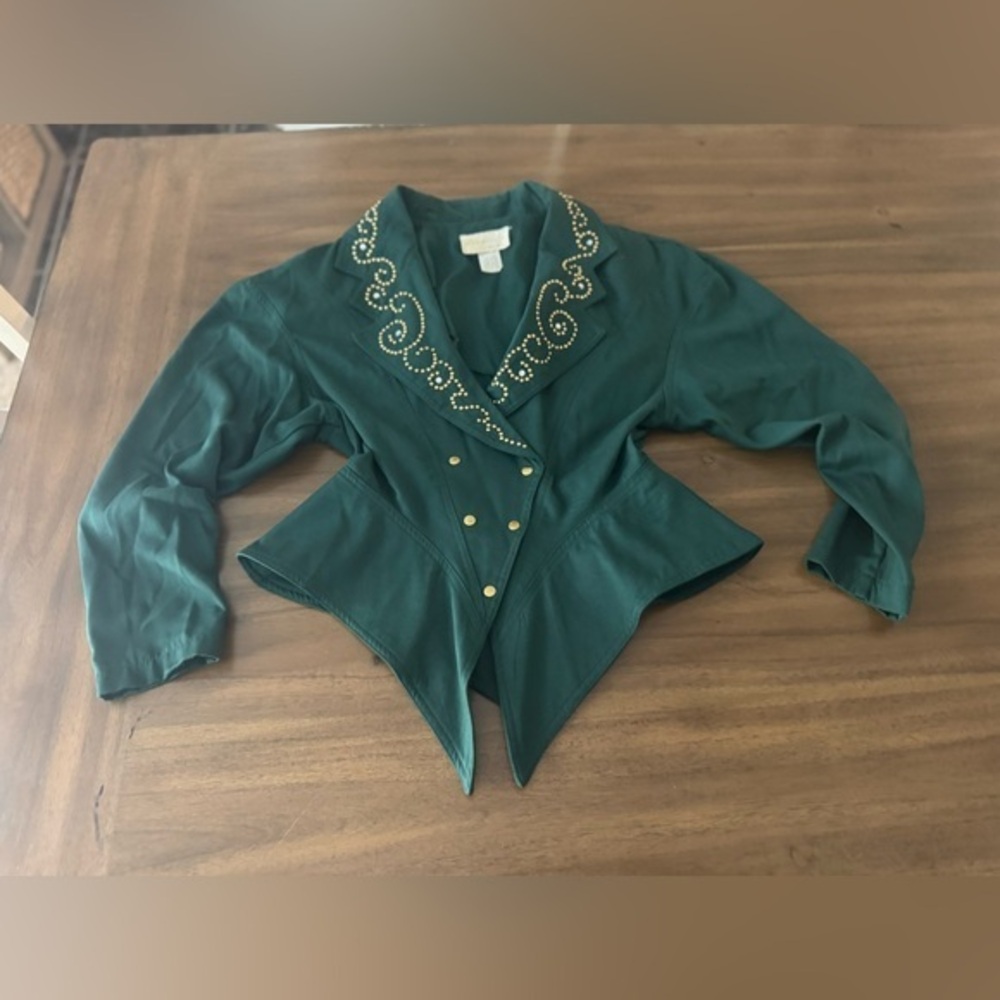 Mesmerize by Kam Kam Vintage Green Studded Top Size Small
